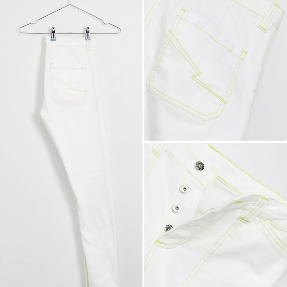 Heart & Dagger Skinny Jeans in White with Contrast Stitch - Picture 2 of 9